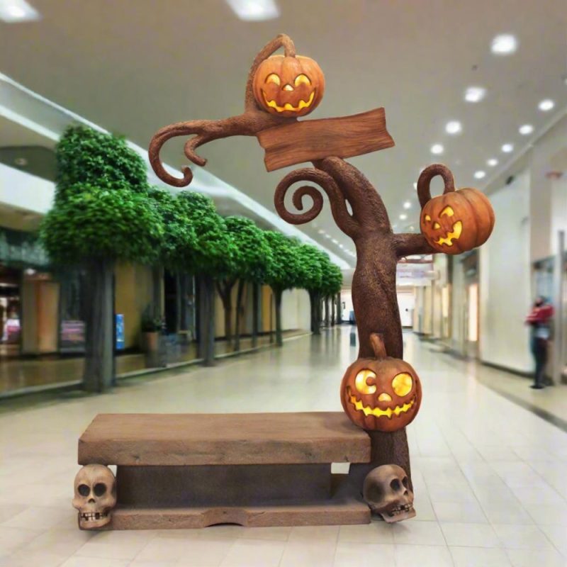 Large Halloween Décor |  Halloween Tree Bench Fall / Halloween Large Halloween Décor