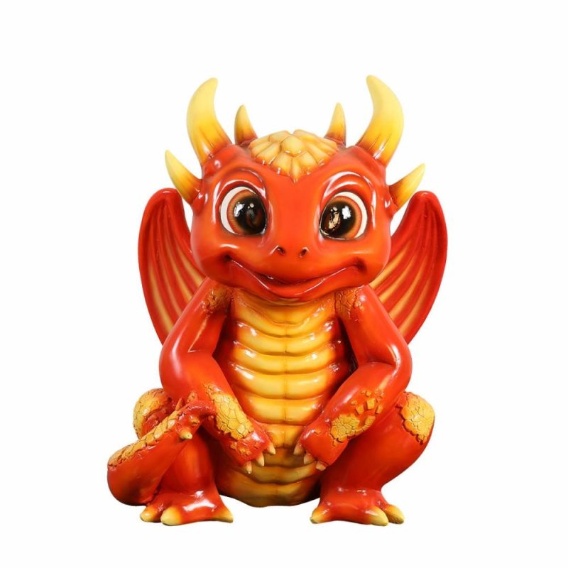 Large Halloween Décor |  Magical Smiling Red Fire Dragon Figurine Fall / Halloween Large Halloween Décor