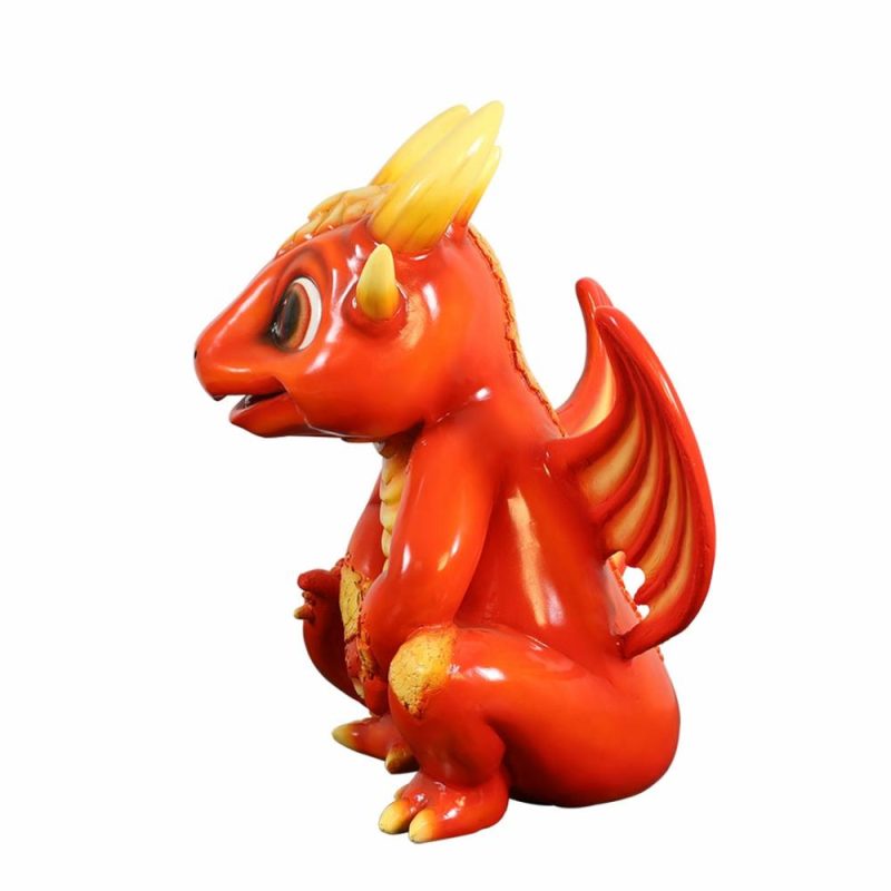 Large Halloween Décor |  Magical Smiling Red Fire Dragon Figurine Fall / Halloween Large Halloween Décor