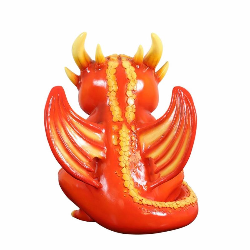 Large Halloween Décor |  Magical Smiling Red Fire Dragon Figurine Fall / Halloween Large Halloween Décor