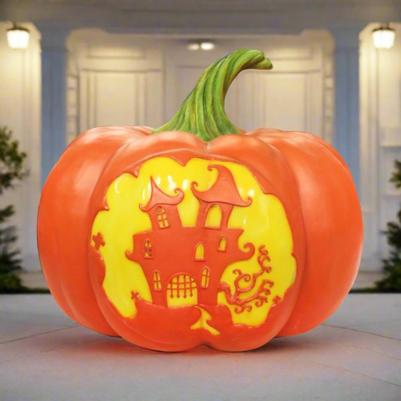 Large Halloween Décor |  Mansion Pumpkin Lantern With Light Fall / Halloween Large Halloween Décor