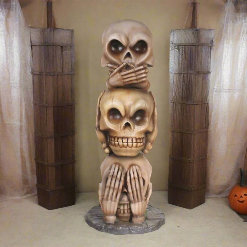 Large Halloween Décor |  No Speak, Hear, See Skull Pillar Fall / Halloween Large Halloween Décor