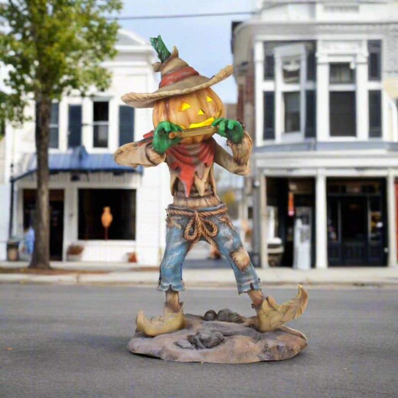 Large Halloween Décor |  Pumpkin Scarecrow Playing Harmonica Fall / Halloween Large Halloween Décor