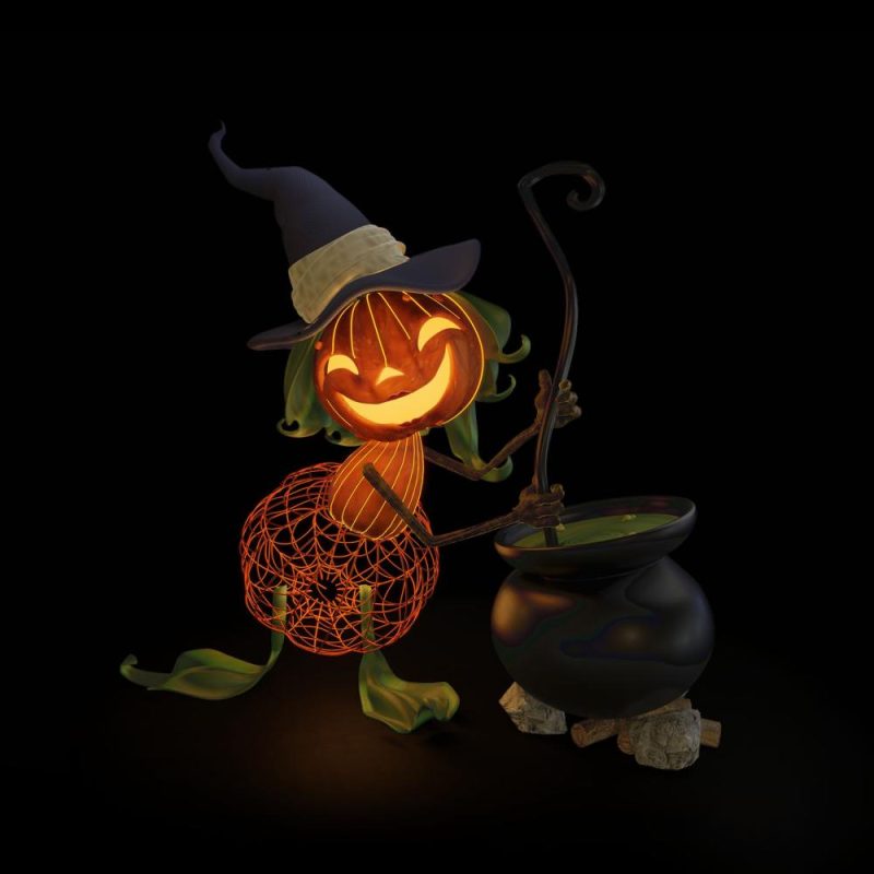 Large Halloween Décor |  Pumpkin Witch With Cauldron Fall / Halloween Large Halloween Décor