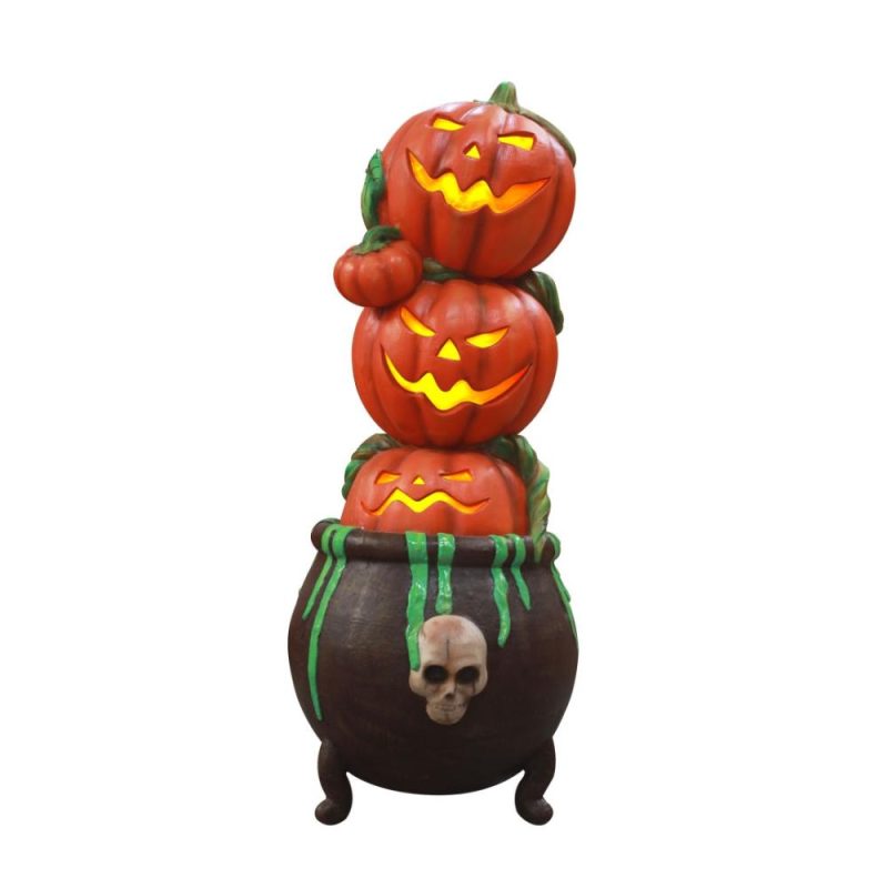 Large Halloween Décor |  Pumpkins In Cauldron Pillar Fall / Halloween Large Halloween Décor