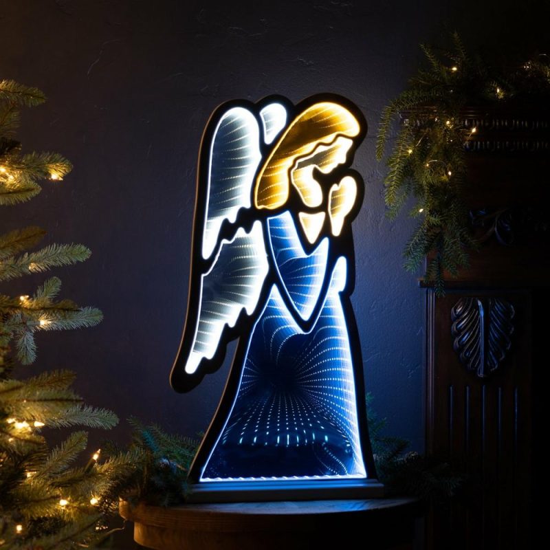 Lights |  Angel Infinity Light 24.5"H Acrylic W/Ul Plug (2 Color Options) Christmas Décor Lights