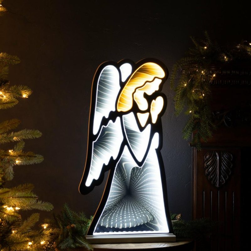 Lights |  Angel Infinity Light 24.5"H Acrylic W/Ul Plug (2 Color Options) Christmas Décor Lights