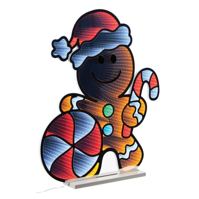 Lights |  Gingerbread Man Infinity Light 29.5"H Acrylic W/Ul Plug Christmas Décor Lights