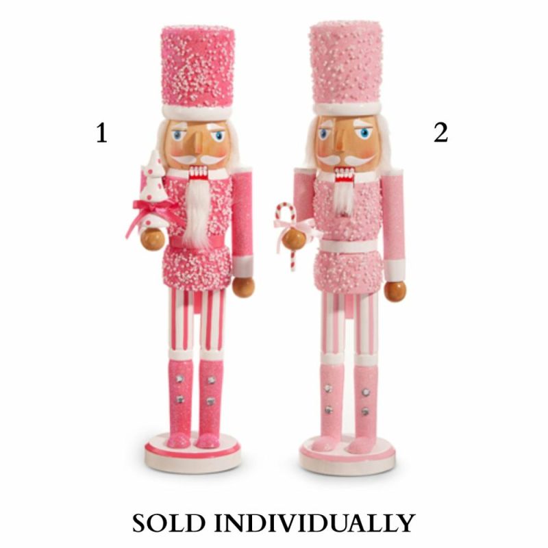 Figurines |  15.5" Pink Nutcracker (2 Styles – Sold Individually) Christmas Décor 1 - Holding a Christmas Tree