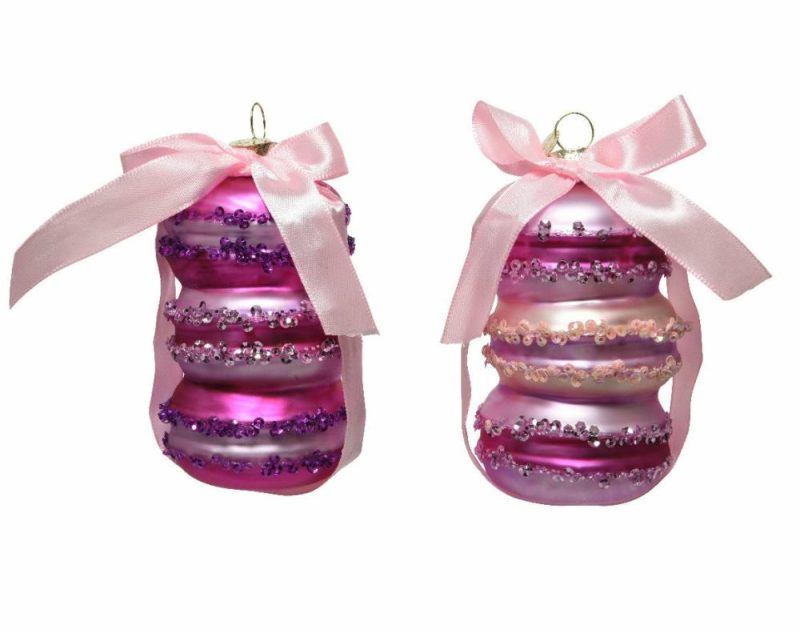 Christmas Tree Décor |  Macaroon Glass Ornament/Ribbon 2 Styles 10Cm H (Sold Individually) Christmas Décor Christmas Tree Décor