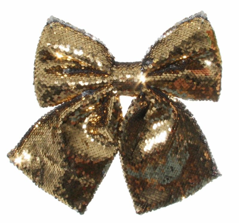 Christmas Tree Décor |  Sequin Bow With Clip Gold-Silver 2526Cm Christmas Décor Christmas Tree Décor