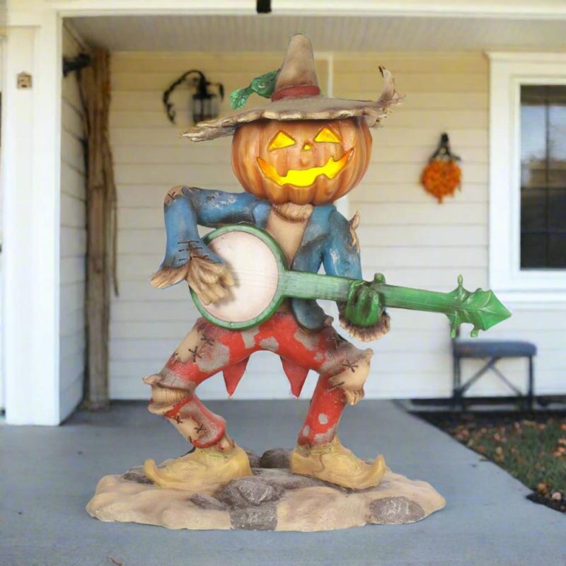 Large Halloween Décor |  Pumpkin Scarecrow Playing Banjo Fall / Halloween Large Halloween Décor