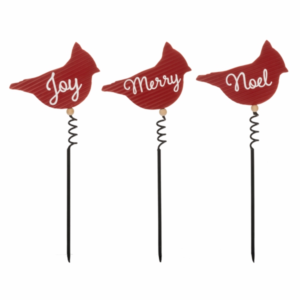 Christmas Tree Décor |  16.75"H Cardinal W/ Text Mini Stake (Sold Individually) Christmas Décor Christmas Tree Décor