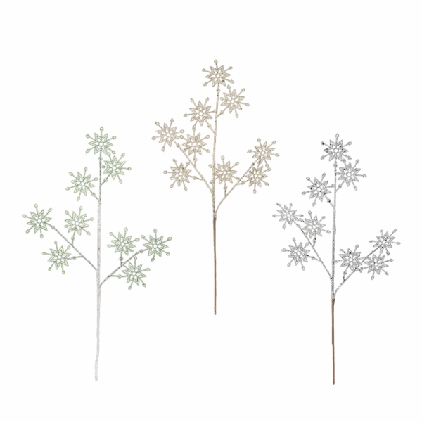 Christmas Tree Décor |  19"H Silver, Champagne Or White Snowflake Picks Christmas Décor Christmas Tree Décor