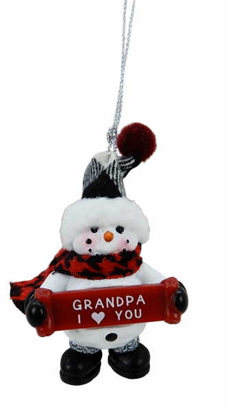 Christmas Tree Décor |  2.5" Snowman Ornament – Grandpa I (Heart) You Christmas Décor Christmas Tree Décor