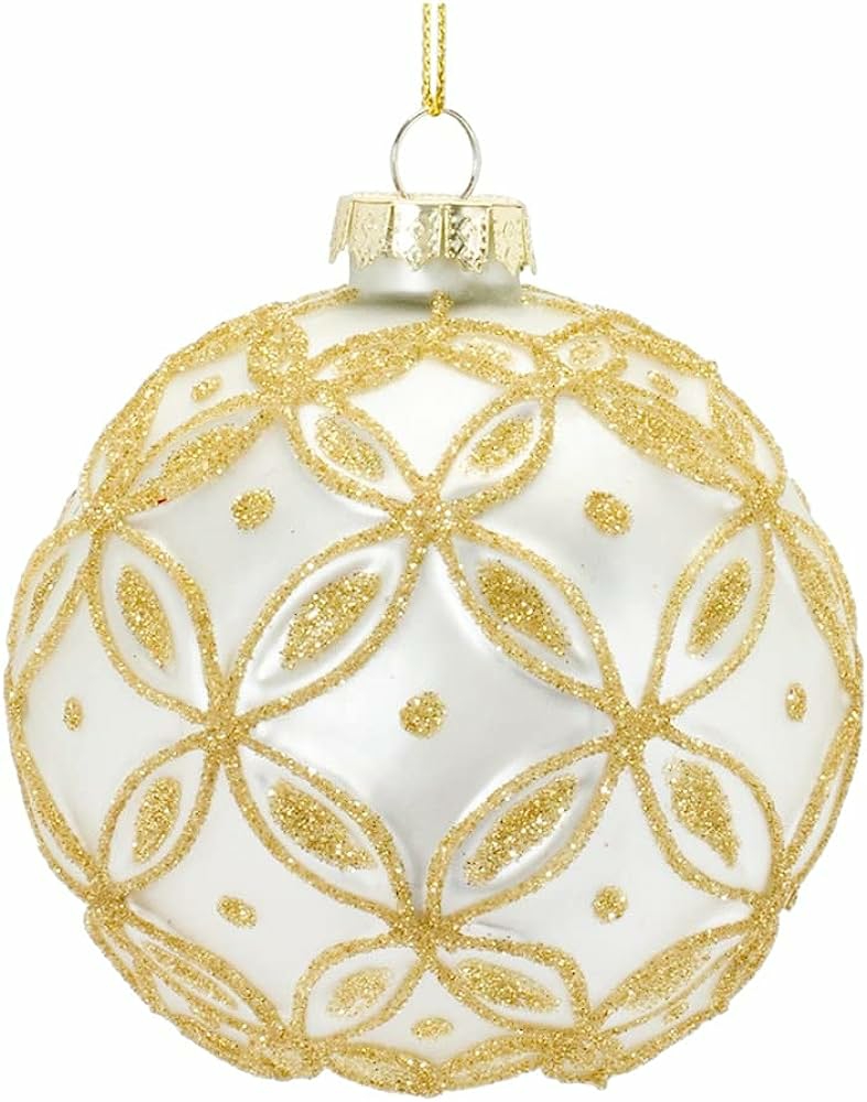 Christmas Tree Décor |  3"D Golden Quiltwork Glass Ornament Christmas Décor Christmas Tree Décor