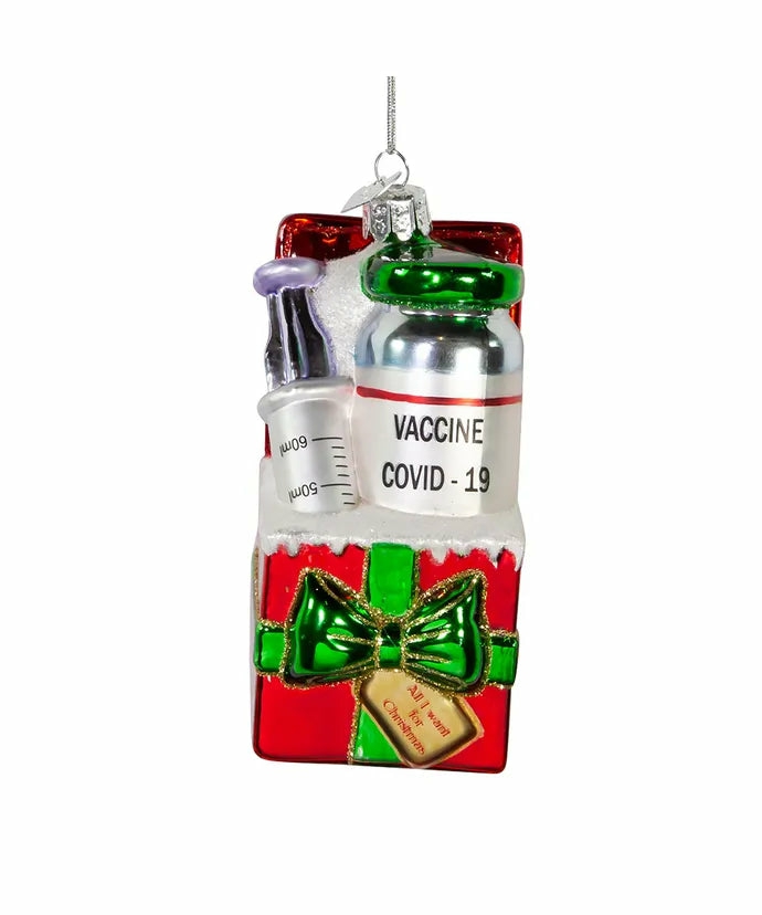 Christmas Tree Décor |  4.25" Nobel Gems Glass Covid Vaccine Ornament Christmas Décor Christmas Tree Décor