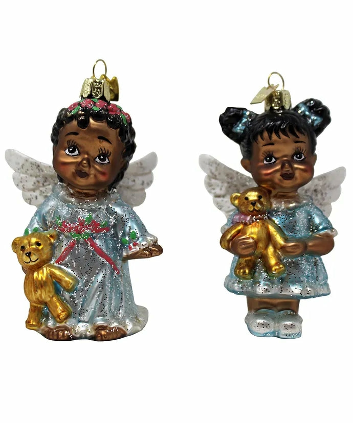 Christmas Tree Décor |  4" Glass Black Girl Angel Ornament/Sold Individually Christmas Décor Christmas Tree Décor