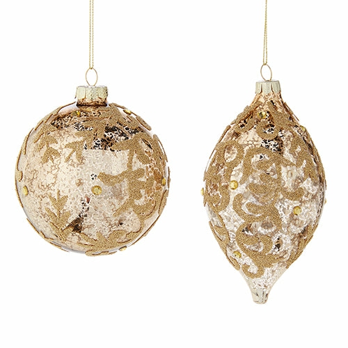 Christmas Tree Décor |  4" Gold Jeweled Glass Ornament (Sold Individually) Christmas Décor Christmas Tree Décor