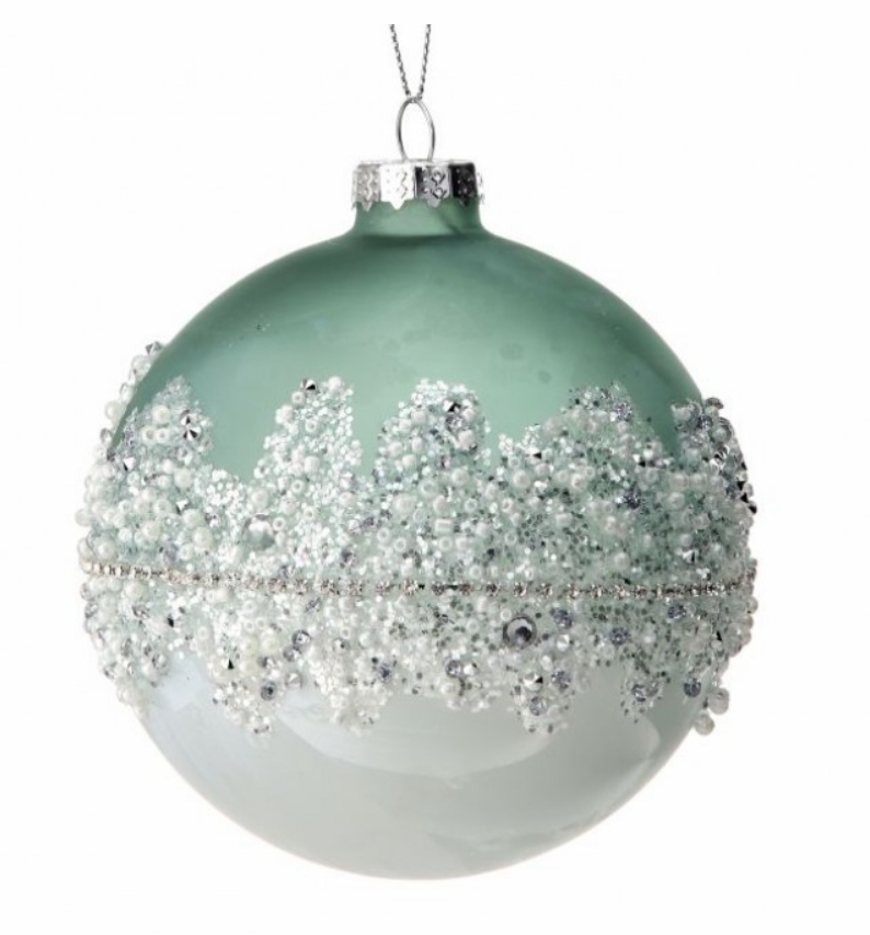 Christmas Tree Décor |  4" Mint Green Glass Beaded Ice Band Ornament Christmas Décor Christmas Tree Décor