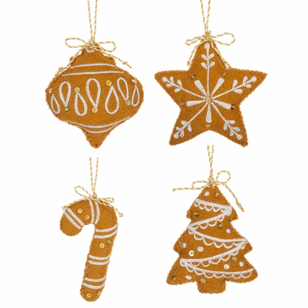 Christmas Tree Décor |  4"H Stitched Gingerbread Cookie Ornament (Sold Individually) Christmas Décor Christmas Tree Décor