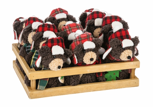 Christmas Tree Décor |  5.5"H Cozy Cabin Bear Ornaments (Sold Individually) Christmas Décor Bear w/Fish