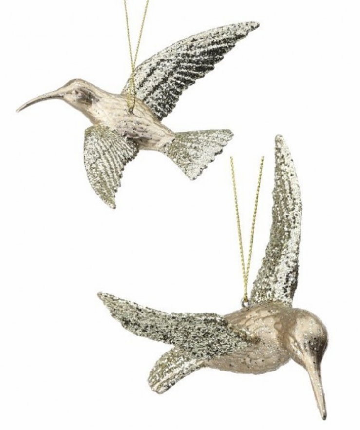 Christmas Tree Décor |  6" Gold Glitter Plastic Hummingbird Ornament (Sold Individually) Christmas Décor Christmas Tree Décor