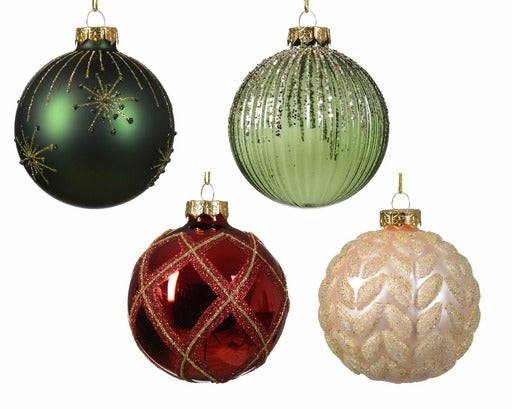 Christmas Tree Décor |  Assorted Glass Ornaments (Sold As A Set Of 12) Christmas Décor Christmas Tree Décor