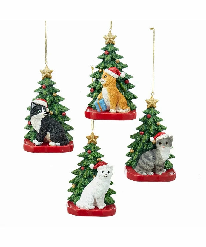 Christmas Tree Décor |  Cat With Christmas Tree Ornament (Sold Individually) Christmas Décor Christmas Tree Décor