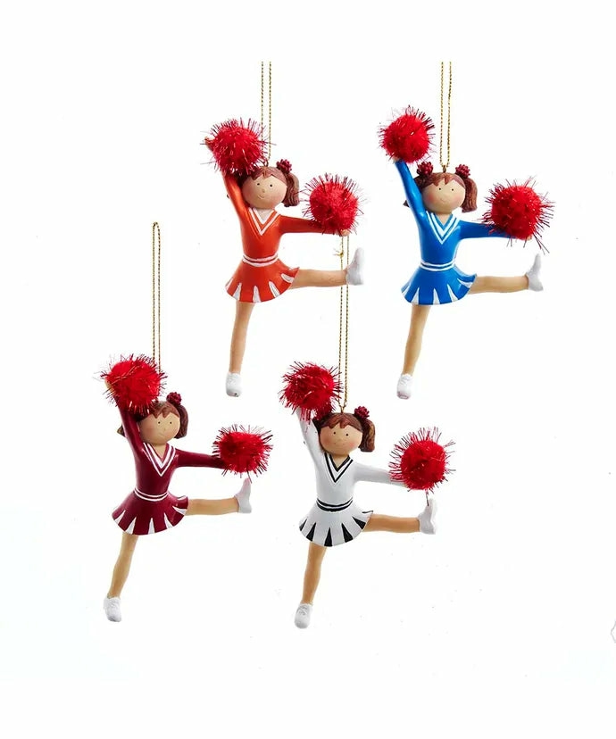 Christmas Tree Décor |  Cheerleader Girl Ornaments (Sold Individually) Christmas Décor Cheerleader in Orange Uniform