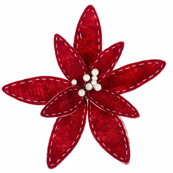 Christmas Tree Décor |  Clip-On Felted Poinsettia Ornament Christmas Décor Christmas Tree Décor