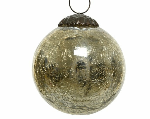 Christmas Tree Décor |  Crackle Glass Ornament – Gold 7.5Cm H Christmas Décor Christmas Tree Décor