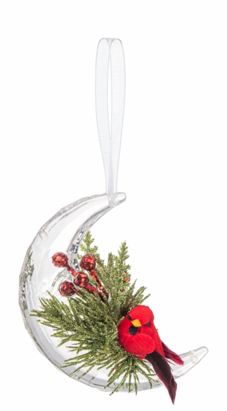 Christmas Tree Décor |  Crystal Crescent Moon Cardinal Ornament Christmas Décor Christmas Tree Décor