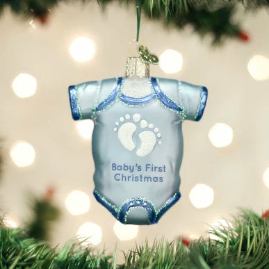 Christmas Tree Décor |  Glass Baby Boy Onesie Ornament Christmas Décor Christmas Tree Décor