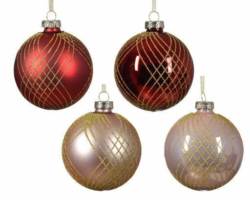 Christmas Tree Décor |  Glass Ornaments 8Cm Diameter (4 Colors Available – Sold Individually) Christmas Décor Blush Pink Shiny