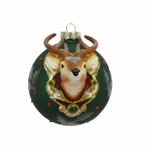 Christmas Tree Décor |  Green Deer Head Glass Ornament Christmas Décor Christmas Tree Décor