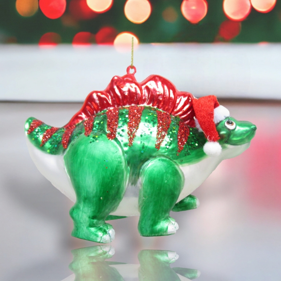 Christmas Tree Décor |  Green Dinosaur With Santa Cap Ornament Christmas Décor Christmas Tree Décor