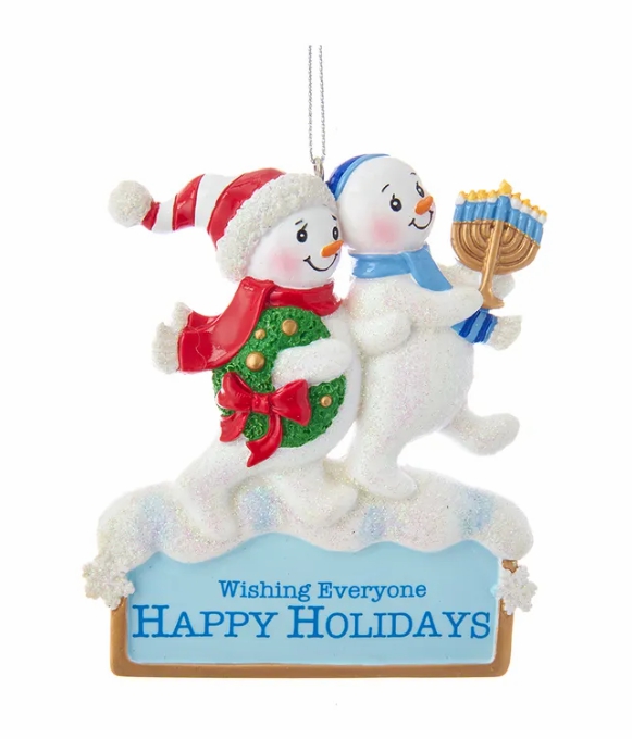 Christmas Tree Décor |  Hanukkah And Christmas Snowmen Resin Ornament Christmas Décor Christmas Tree Décor