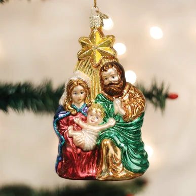 Christmas Tree Décor |  Holy Family W/Star Ornament Glass Christmas Décor Christmas Tree Décor