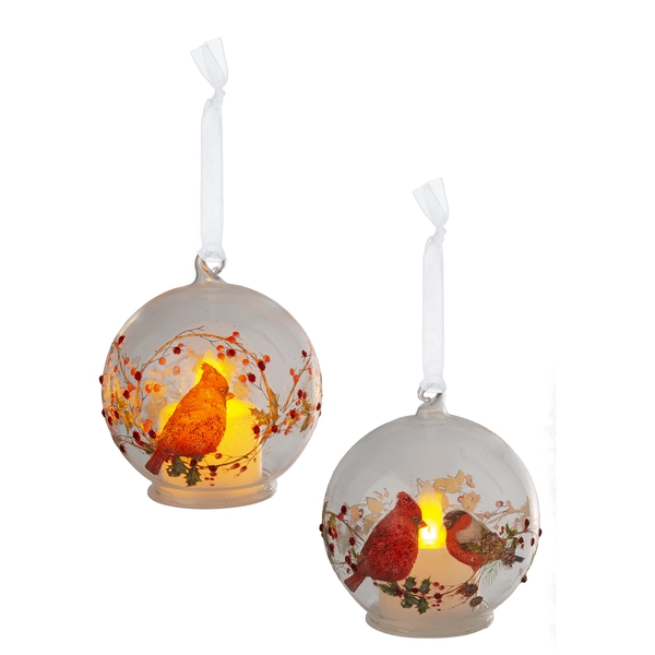 Christmas Tree Décor |  Led Glass Cardinal Ornaments (Sold Individually) Christmas Décor Christmas Tree Décor