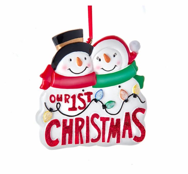 Christmas Tree Décor |  "Our 1St Christmas" Snow Couple Ornament For Personalization Christmas Décor Christmas Tree Décor