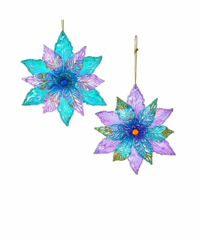 Christmas Tree Décor |  Peacock Poinsettia Acrylic Ornament (Sold Individually) Christmas Décor Christmas Tree Décor