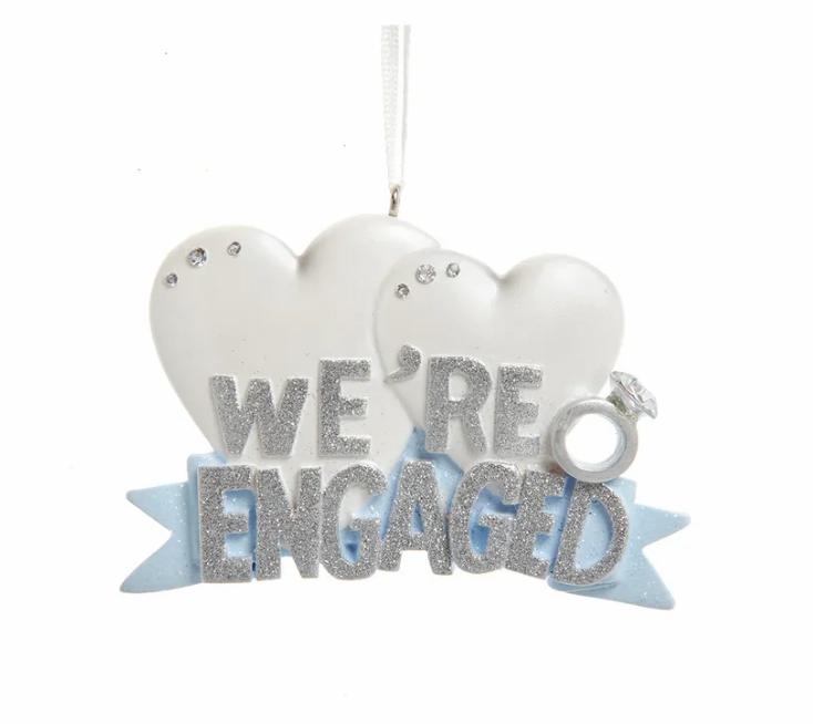 Christmas Tree Décor |  "We’Re Engaged" Hearts Ornament For Personalization Christmas Décor Christmas Tree Décor