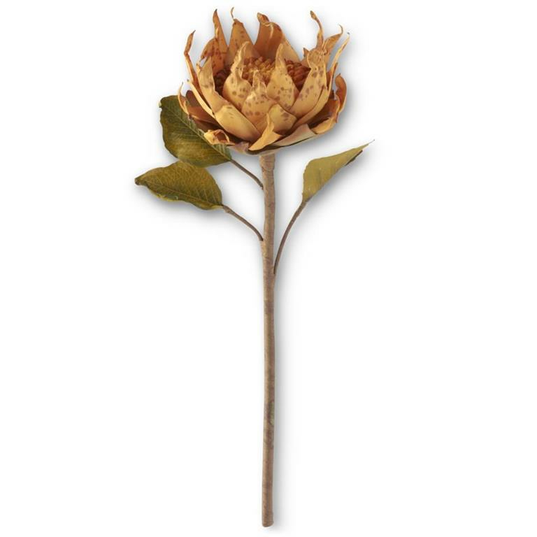 Fall & Harvest Décor |  Medium Head Butterscotch Yellow Dried Silk Sunflower Stem, 23" Fall / Halloween Fall & Harvest Décor