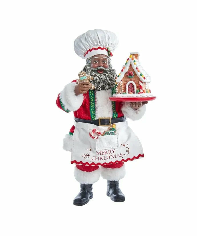 Figurines |  10.5" Fabriché™ African American Gingerbread Chef Santa Christmas Décor Figurines