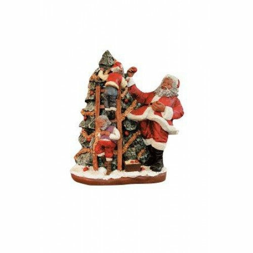 Figurines |  12" Santa Trims The Tree Figurine Christmas Décor Figurines