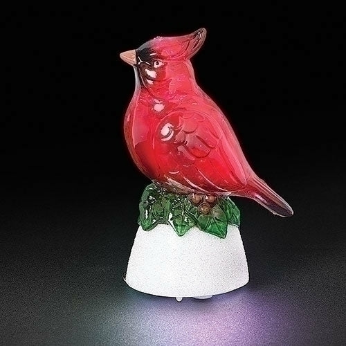 Figurines |  3.25"H Led Cardinal Glitter Dome Christmas Décor Figurines