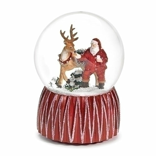 Figurines |  6.5"H Musical Santa W/Deer Water Globe Christmas Décor Figurines