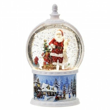 Figurines |  9" Led Battery-Operated Santa W/Elves Water Globe Christmas Décor Figurines