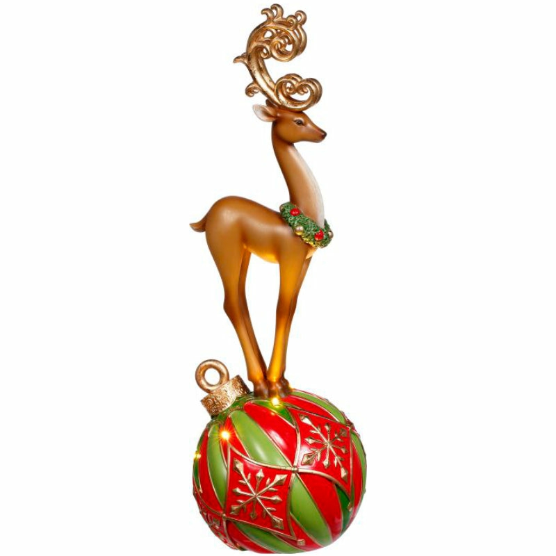 Figurines |  Deer On Ornament With Led, 17" Christmas Décor Figurines